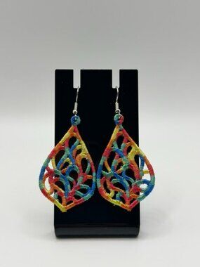 Homemade Multicolored Lace Teardrop Earrings